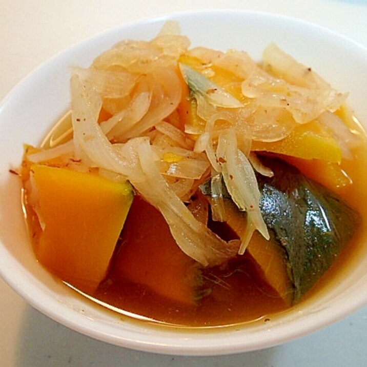 茅乃舎だしと麺つゆで 南瓜と玉葱の煮物